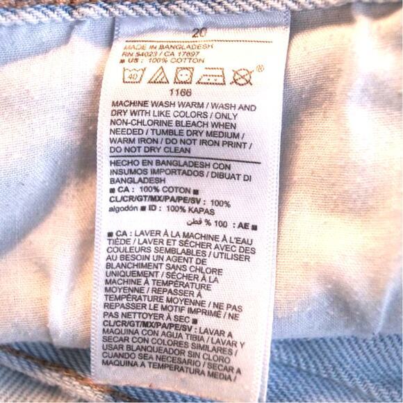 Old Navy High-Rise Slouchy‎ Straight Jean Shorts Distressed Light Wash Size 20 - Picture 12 of 13